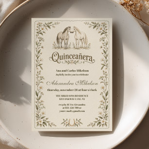 Invitation Olive Wildflower Équestre Quinceañera