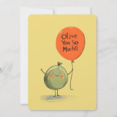 Invitation Olive You So Much - Un ballon et sourire (Devant)