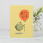 Invitation Olive You So Much - Un ballon et sourire (Debout devant)