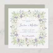 Invitation Olives de campagne et Mariage de verdure romarin (Devant / Derrière)