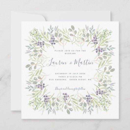 Invitation Olives de campagne et Mariage de verdure romarin (Devant)