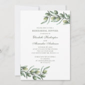 Invitation Olives. Dîner de répétition italien. Botanique d'é (Devant)