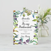 Invitation Olives savoureuses Aquarelle toscane Be My Bridesm (Debout devant)