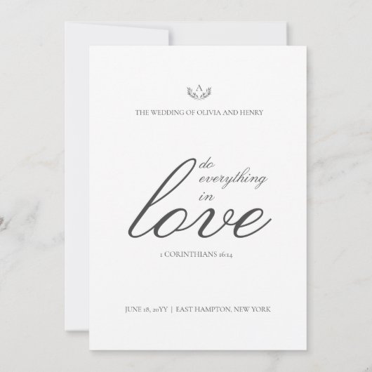 Invitation Olivia Elegant Grey Monogram Mariage chrétien (Dos)