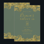 Invitation Olivier rustique et dentelle dorée Fête élégante p<br><div class="desc">Personnaliser pour tout événement</div>