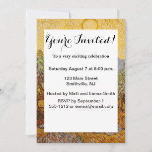 Invitation Oliviers de Van Gogh Ciel Soleil Jaune