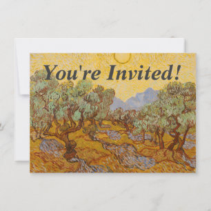 Invitation Oliviers de Van Gogh Soleil Jaune Ciel