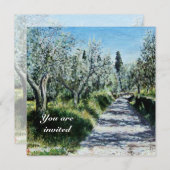 Invitation OLIVIERS EN FLORENCE vert bleu blanc marron (Devant / Derrière)