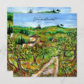 Invitation OLIVIERS EN TOSCANE, jaune vert blanc (Devant / Derrière)