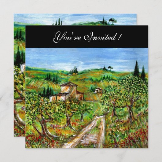 Invitation OLiviers en Toscane,jaune vert noir (Devant / Derrière)