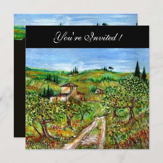 Invitation OLIVIERS EN TOSCANE, vert noir (Devant / Derrière)