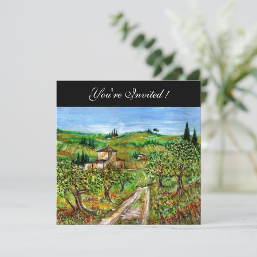 Invitation OLIVIERS EN TOSCANE, vert noir (Debout devant)