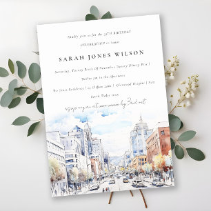 Invitation Omaha Nebraska Aquarelle Paysage Anniversaire