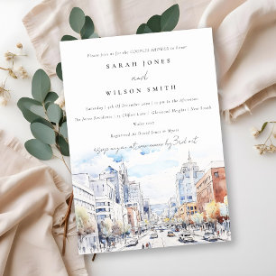 Invitation Omaha Nebraska Aquarelle Paysage Cadeau de Mariage
