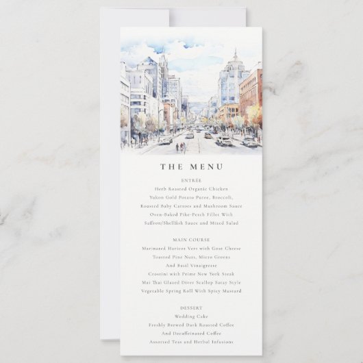 Invitation Omaha Nebraska Watercolor Landscape Wedding  Menu (Devant)