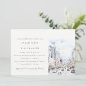 Invitation Omaha Nebraska Watercolor Scape Rehearsal Dinner (Debout devant)