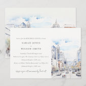Invitation Omaha Nebraska Watercolor Scape Rehearsal Dinner (Devant / Derrière)