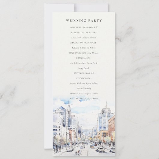 Invitation Omaha Nebraska Watercolor Scape Wedding Program (Dos)