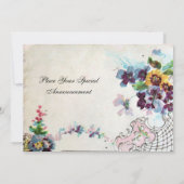 Invitation OMANTICA Floral Bleu Rose Blanc Mariage Monogramme (Dos)