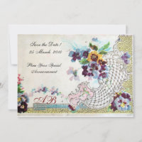 OMANTICA Floral Bleu Rose Blanc Mariage Monogramme