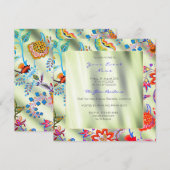 Invitation Ombr de soie à la menthe florale Chinoiserie orien (Devant / Derrière)