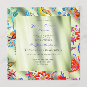Invitation Ombr de soie à la menthe florale Chinoiserie orien