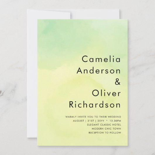 Invitation OMBRE All-in-1 Budget Lemon Lime Wedding Invite (Devant)