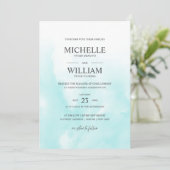 Invitation Ombre Azure Water Plain Mariage élégant (Debout devant)