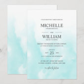 Invitation Ombre Azure Water Plain Mariage élégant (Devant / Derrière)