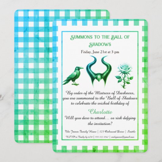Invitation Ombre Balle Fantastique Naissance Design Script (Devant / Derrière)