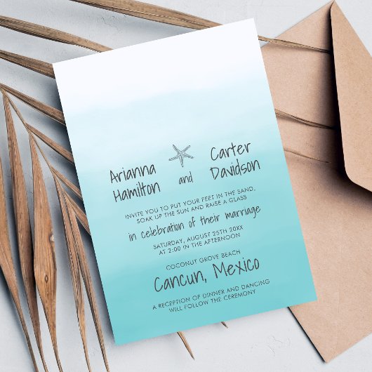 Invitation Ombre Beach Destination Ocean Starfish Mariage