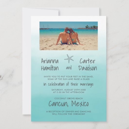 Invitation Ombre Beach Destination Ocean Starfish Mariage (Devant)