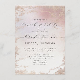 Invitation Ombre Blush Rose givré Brunch & Bubbly Shower