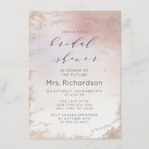 Invitation Ombre Blush Rose givré Feuille Dorée Baby Shower