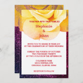 Invitation Ombre de Mariage de la brillance rose violet jaune (Devant / Derrière)