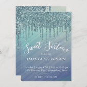 Invitation Ombre de séchage | Vert et bleu étincelant doux 16 (Devant / Derrière)