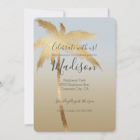 Invitation Ombre d'or palmier (Devant)