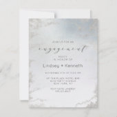 Invitation Ombre Dusty Blue Frosted Silver Party (Devant)