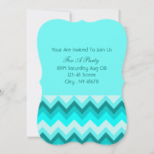 Invitation Ombre Girly Motif Turquoise Turquoise Chevron