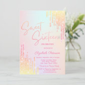 Invitation  Ombre Glitter Drips Colorful Sweet 16   (Debout devant)