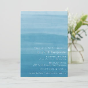 Invitation Ombre Gradient Dip Dye Ocean Blue Simple Mariage