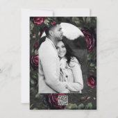 Invitation Ombre Gris Fleurs Roses Rouges de Bordeaux Anniver (Dos)