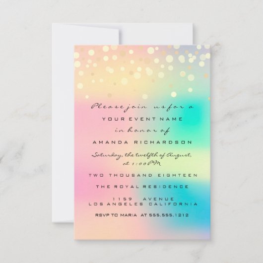Invitation Ombre Holographique bulle nuptiale douce 16e Confe (Devant)