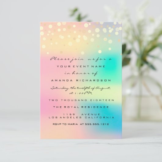 Invitation Ombre Holographique bulle nuptiale douce 16e Confe (Debout devant)