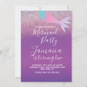 Invitation Ombré Mermaid Faux Parties scintillant fête d'anni (Devant)