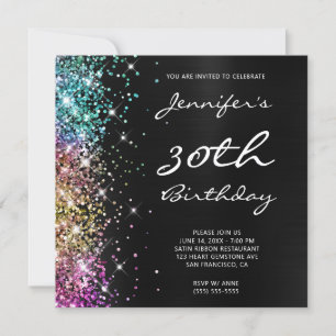 Invitation Ombre noir multiParties scintillant Foil 30e anniv