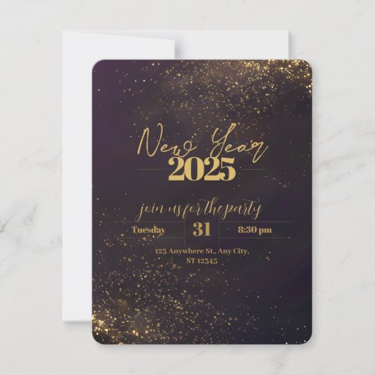 Invitation Ombré noir violet Golden Sparkles de luxe Nouvel A (Devant)