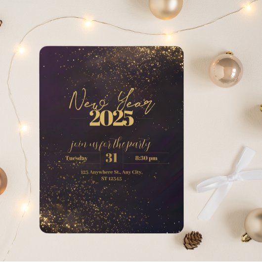 Invitation Ombré noir violet Golden Sparkles de luxe Nouvel A