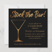 Invitation Ombre or & Couples noirs Stock la douche Bar (Devant)