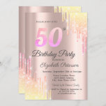 Invitation Ombre Parties scintillant Drips Rose Gold 50e fête<br><div class="desc">Une parties scintillant à l'ombre,  moderne,  chic et séduisante,  s'écoule sur un arrière - plan or rose.</div>
